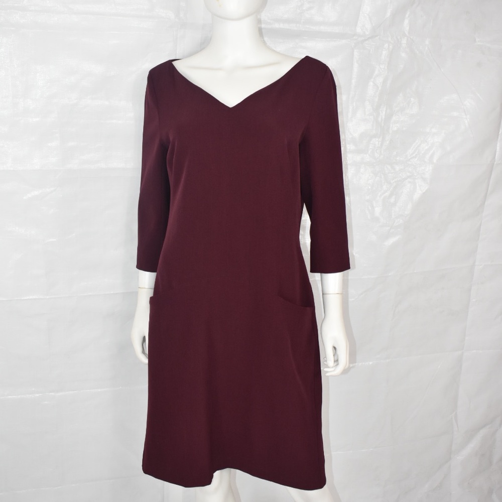 MM Lafleur Burgundy V‑Neck Mini Dress
